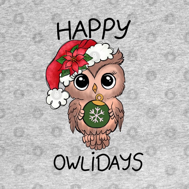 Cute owl happy owlidays by Pop Cult Store